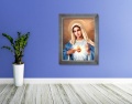 Obraz religijny na płótnie Serce Maryi w ramie srebrnej