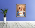 Obraz religijny na płótnie Serce Maryi w ramie z ornamentem