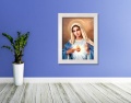 Obraz religijny na płótnie Serce Maryi w białej ramie