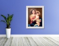 Obraz religijny na płótnie Matka Boża z Dzieciątkiem Jezus w białej ramie
