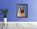Obraz religijny na płótnie Jezus Chrystus w drewnianej ramie ze złotym paskiem