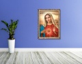 Obraz religijny na płótnie Serce Maryi w ramie z ornamentem