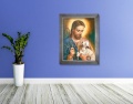 Obraz religijny na płótnie Jezus Chrystus Dobry Pasterz w srebrnej ramie