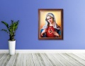 Obraz religijny na płótnie Niepokalane Serce Najświętszej Maryi Panny w drewnianej ramie ze złotym paskiem