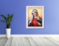 Obraz religijny na płótnie Niepokalane Serce Najświętszej Maryi Panny w białej ramie