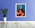 Obraz religijny na płótnie Serce Jezusa  w białej ramie