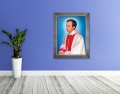 Obraz religijny na płótnie Błogosławiony Ksiądz Jerzy Popiełuszko  w srebrnej ramie