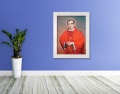 Obraz religijny na płótnie Błogosławiony Ksiądz Jerzy Popiełuszko  w białej ramie