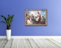 Obraz religijny na płótnie Jezus Chrystus nauczający z łodzi w ramie z ornamentem
