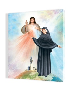 Obraz religijny na płótnie Jezus Miłosierny i Święta Siostra Faustyna