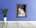 Obraz religijny na płótnie Matka Boża Częstochowska i Święty Jan Paweł II w srebrnej ramie