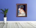 Obraz religijny na płótnie Matka Boża Częstochowska i Święty Jan Paweł II w drewnianej ramie ze złotym paskiem