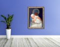 Obraz religijny na płótnie Matka Boża Częstochowska i Święty Jan Paweł II w ramie z ornamentem