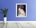 Obraz religijny na płótnie Matka Boża Częstochowska i Święty Jan Paweł II w białej ramie