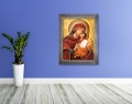Obraz religijny na płótnie Matka Boża Pięknej Miłości w srebrnej ramie