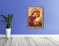 Obraz religijny na płótnie Matka Boża Pięknej Miłości w ramie z ornamentem