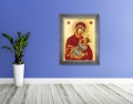Obraz religijny na płótnie Matka Boża Karmiąca w srebrnej ramie