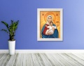 Obraz religijny na płótnie Matka Boża Tronująca w białej ramie