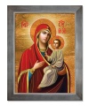 Obraz religijny Matka Boża i Dzieciątko Jezus w ramie srebrnej