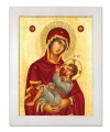 Obraz religijny Matka Boża z Dzieciątkiem Jezus w ramie białej