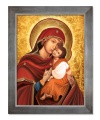 Obraz religijny Matka Boża Pięknej Miłości w ramie srebrnej