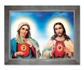 Obraz święty Serce Maryi i Serce Jezusa w ramie srebrnej