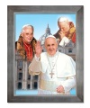 Obraz religijny Święty Jan Paweł II, Papież Benedykt XVI i Papież Franciszek w ramie srebrnej