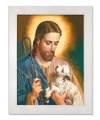 Obraz religijny Jezus Chrystus Dobry Pasterz w ramie białej