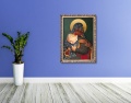 Obraz religijny na płótnie Matka Boża i Kardynał Wyszyński w ramie z ornamentem