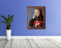 Obraz religijny na płótnie Kardynał Stefan Wyszyński w ramie ze złotym paskiem