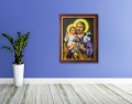 Obraz religijny na płótnie Święty Józef w ramie ze złotym paskiem