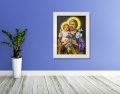 Obraz religijny na płótnie Święty Józef w białej ramie