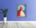 Obraz religijny na płótnie Święty Jan Paweł II w ramie z ornamentem