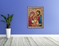Obraz religijny na płótnie Święta Rodzina w ramie z ornamentem