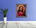 Obraz religijny na płótnie Jezus Chrystus Umęczony w srebrnej ramie