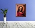Obraz religijny na płótnie Jezus Chrystus Umęczony w ramie ze złotym paskiem