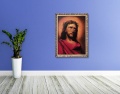 Obraz religijny na płótnie Jezus Chrystus Umęczony w ramie z ornamentem