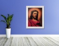 Obraz religijny na płótnie Jezus Chrystus Umęczony w białej ramie