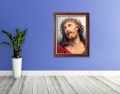 Obraz religijny na płótnie Jezus Chrystus Umęczony w ramie ze złotym paskiem