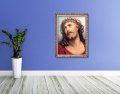 Obraz religijny na płótnie Jezus Chrystus Umęczony w ramie z ornamentem
