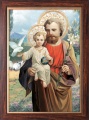 Obraz Święty Józef w drewnianej ramie ze złotym paskiem