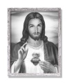 Obraz religijny Najświętsze Serce Jezusa w ramie szarej vintage