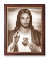 Obraz religijny Najświętsze Serce Jezusa w ramie drewnianej ze złotym paskiem