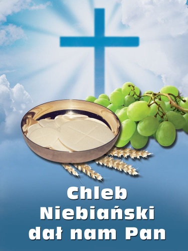 Baner na Boże Ciało "Chleb niebiański dał nam Pan" 75x100 cm