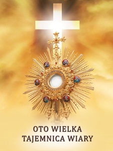 Baner na Boże Ciało "Oto wielka tajemnica wiary" 75x100 cm