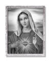 Obraz święty Najświętsze Serce Maryi w szarej ramie z przetarciami