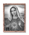 Obraz święty Najświętsze Serce Maryi w ramie brązowej z przetarciami