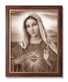 Obraz święty Najświętsze Serce Maryi w ramie drewnianej ze złotym paskiem