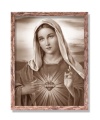 Obraz święty Najświętsze Serce Maryi w ramie brązowej z przetarciami
