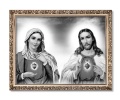 Obraz święty Serce Maryi i Serce Jezusa w ramie ornamentowej